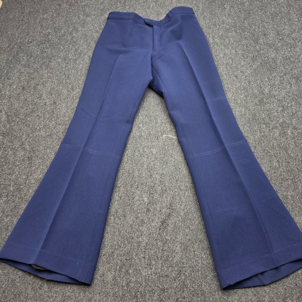 Roffe Skiwear Pants Mens 34 Navy Blue Vintage Wool Blend Flare Made in USA 4016